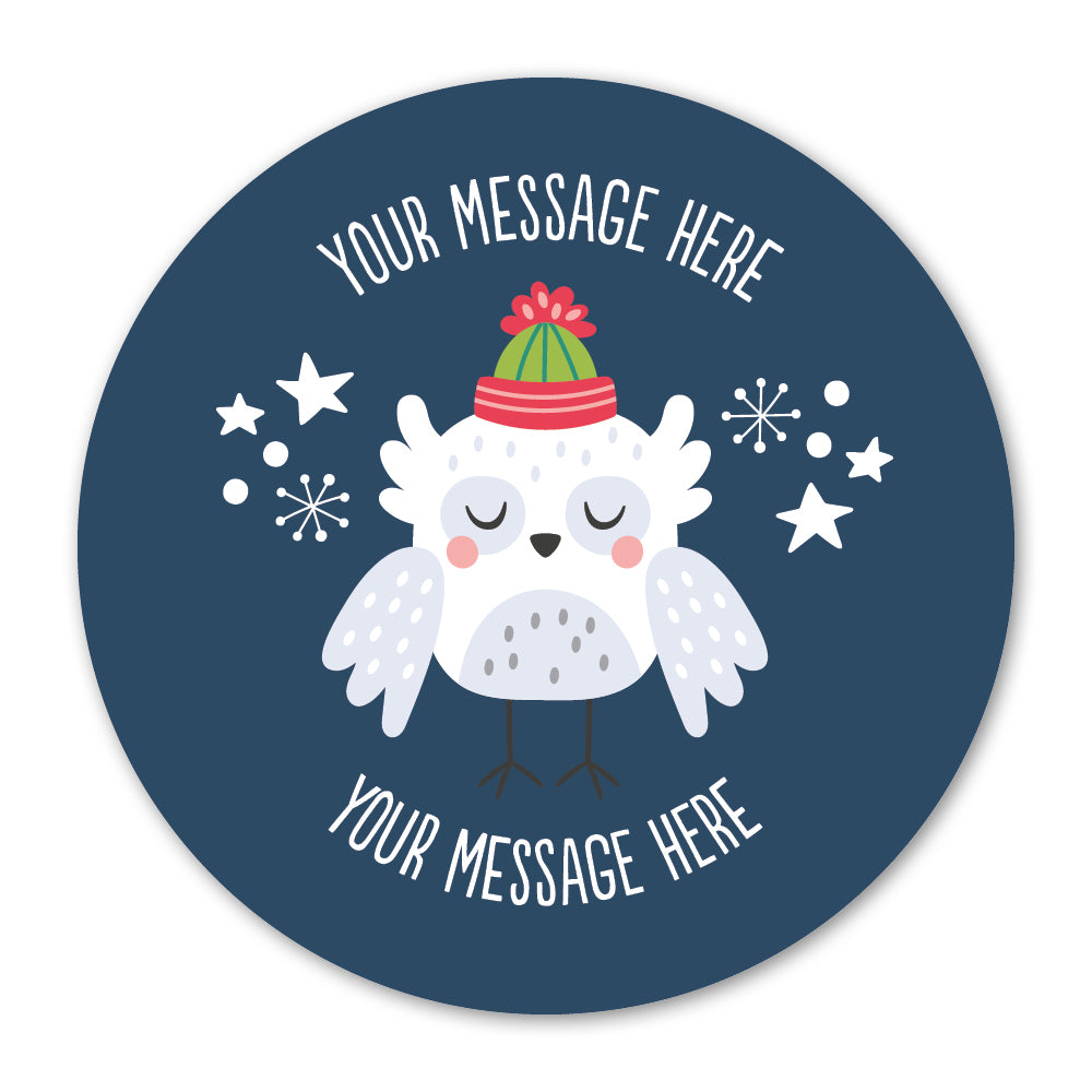 Snowy Owl Christmas Gift Label