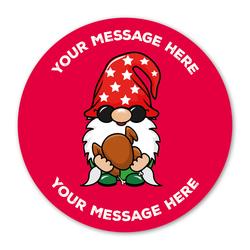 Turkey Gnome Christmas Gift Label
