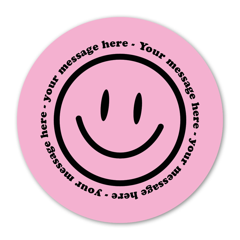Personalised Self Adhesive Paper Label - Pink Smiley Face Gift Label
