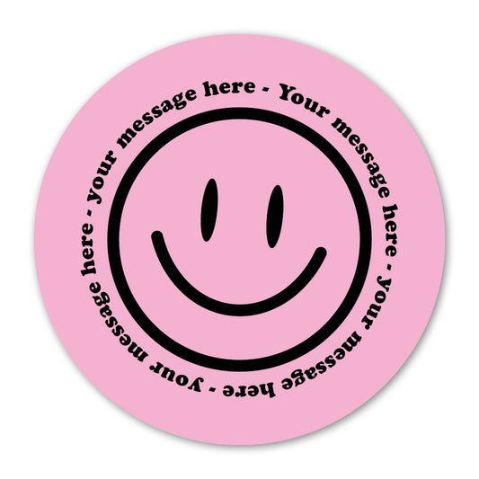Personalised Self Adhesive Paper Label - Pink  Smiley Face Gift Label