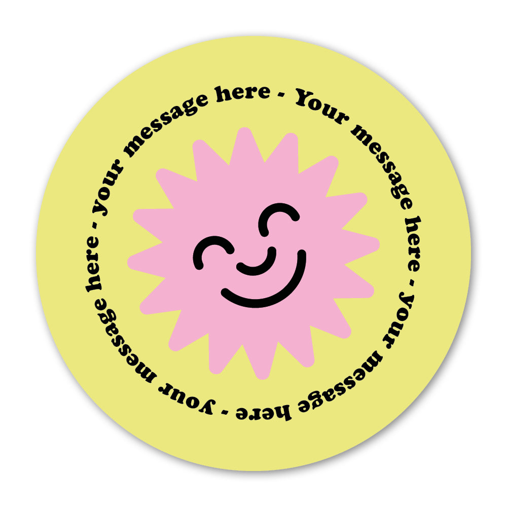 Personalised Self Adhesive Paper Label - Smile Pink Sun Gift Label