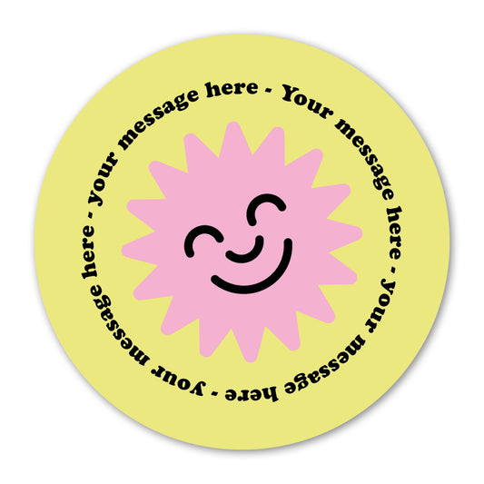 Personalised Self Adhesive Paper Label - Smile Pink Sun Gift Label