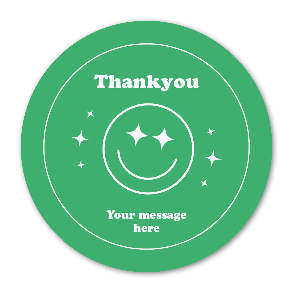Self Adhesive Paper Label - Green Custom Smiley Face Label