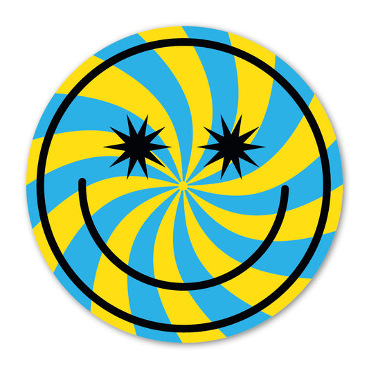 Personalised Self Adhesive Paper Label - Swirling Smiley Face Gift Label