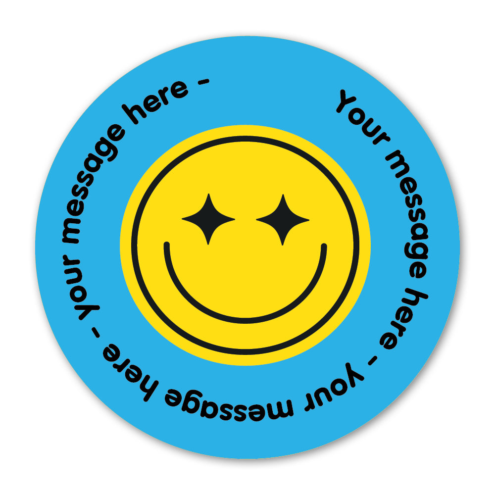 Personalised Self Adhesive Paper Label - Yellow Smiley Face Gift Label