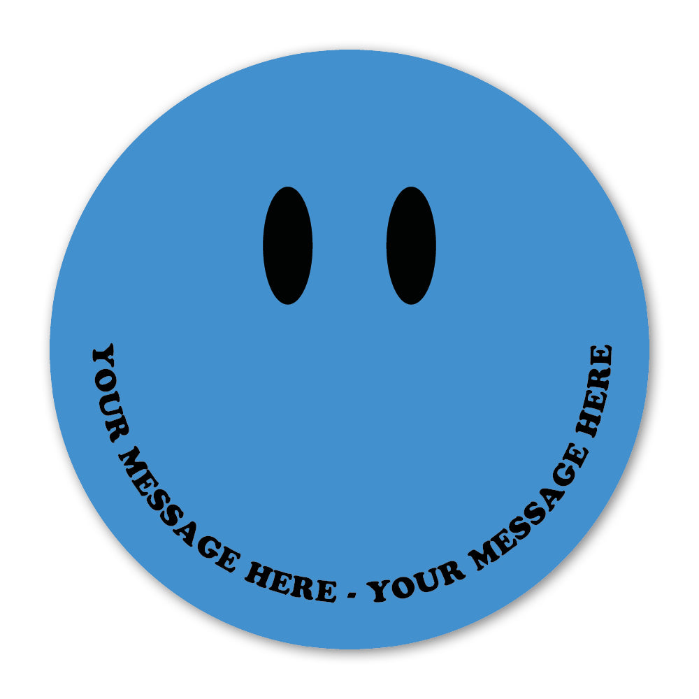 Personalised Self Adhesive Paper Label - Blue Smiley Face Gift Label