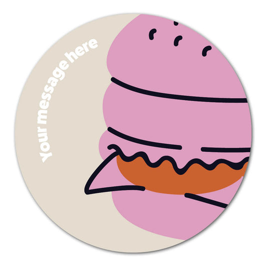 Custom Durable Polypropylene Label - Pink Burger Food Label