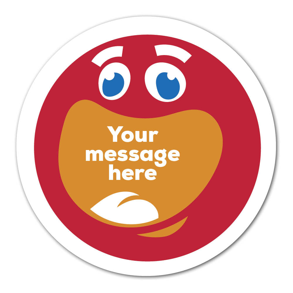 Self Adhesive Paper Label - Happy Red Face Rewards Label