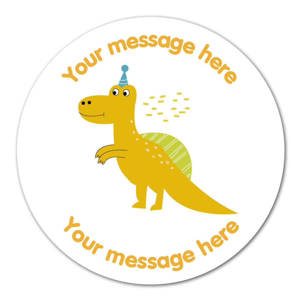Self Adhesive Paper Label - Custom Yellow Spinosaurus Reward Sticker – Ulabels