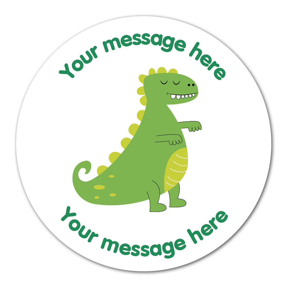Personalised Self Adhesive Paper Label - Green Trex Reward Label