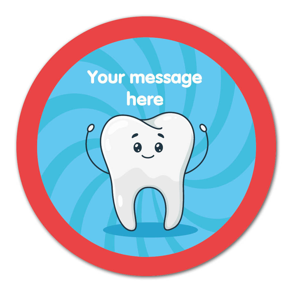 Self Adhesive Paper Label - Triumphant Tooth Dentist Reward Label