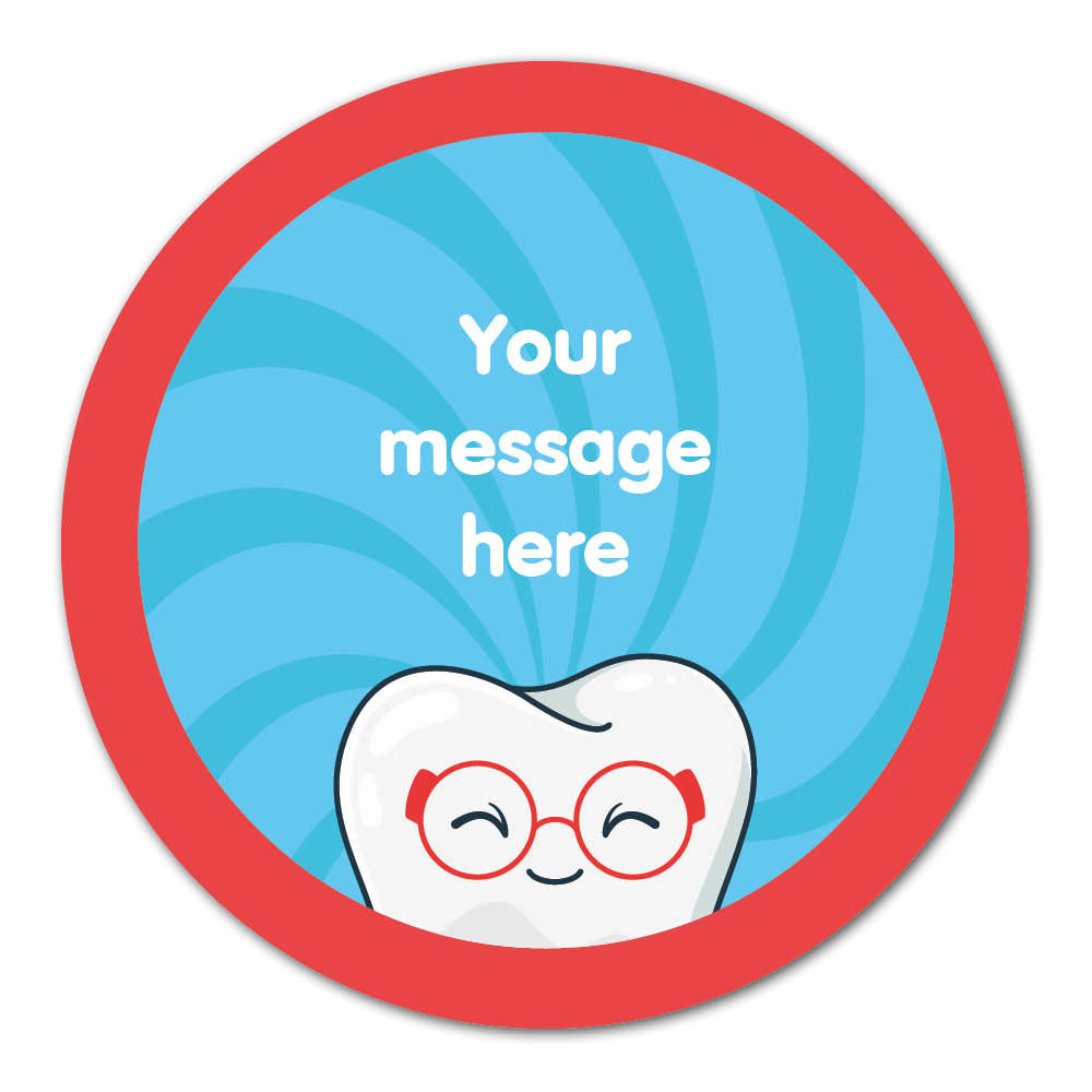 Self Adhesive Paper Label - Tooth-With-Glasses Dentist Reward Label