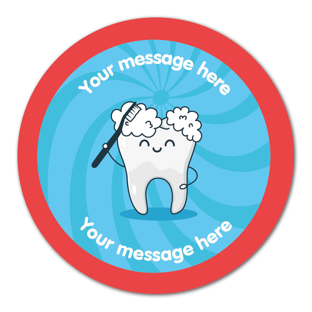 Self Adhesive Paper Label - Brushing Tooth Dentist Reward Label