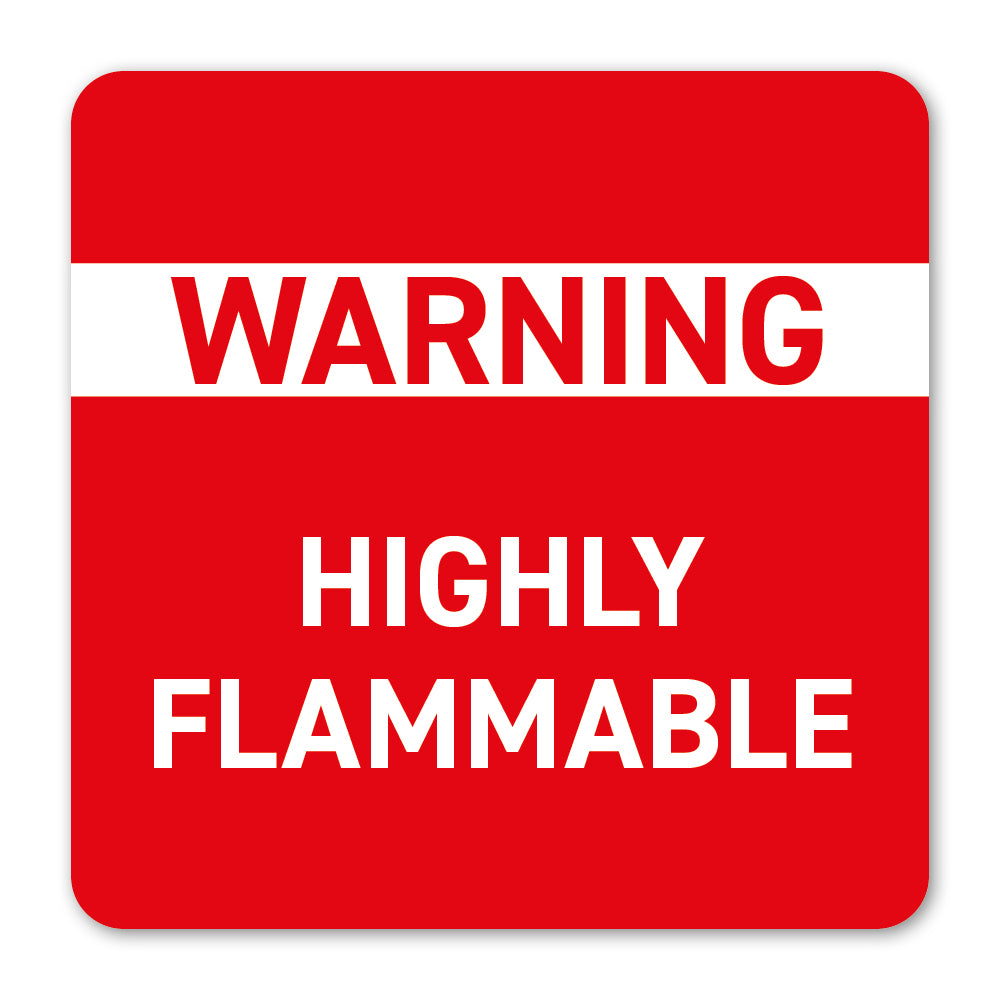 Durable Polypropylene Label - Highly Flammable Red Warning Label