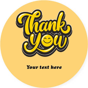 Personalised Yellow Thank You Label - Self Adhesive Paper Label