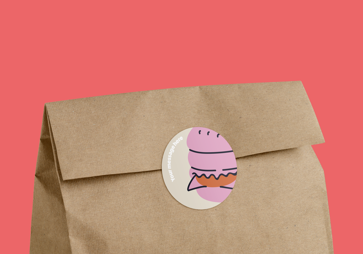 Custom Durable Polypropylene Label - Pink Burger Food Label