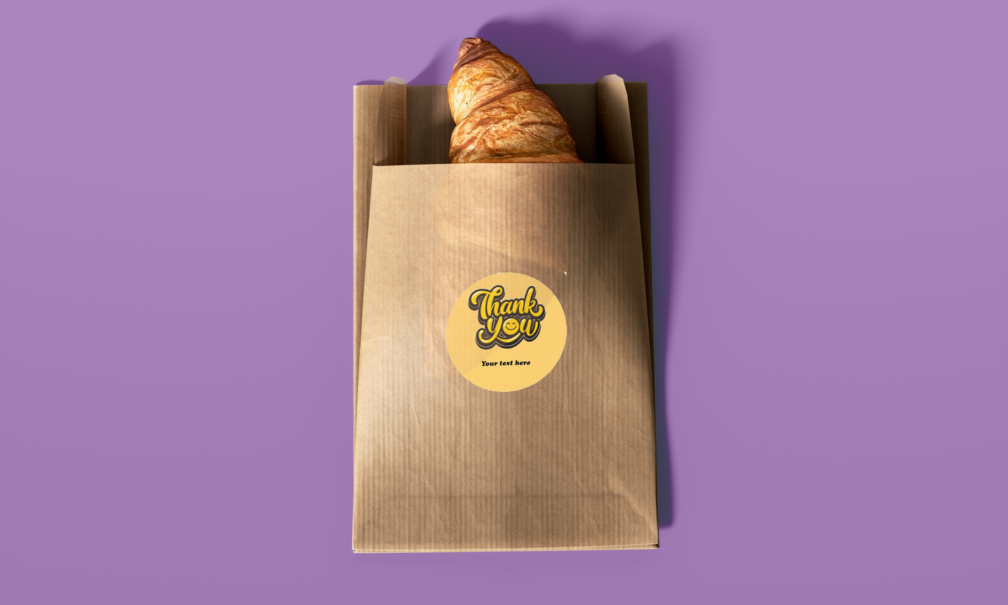 Personalised Yellow Thank You Label - Self Adhesive Paper Label