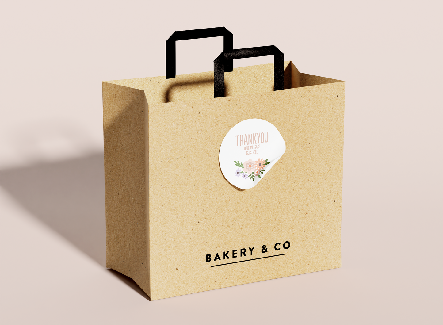 Self Adhesive Paper Label - Personalised Flowers Thank You Label