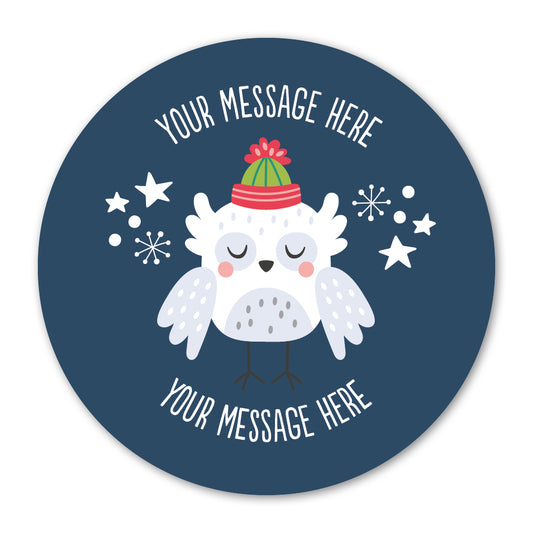 Snowy Owl Christmas Gift Label