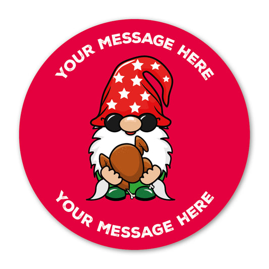 Turkey Gnome Christmas Gift Label