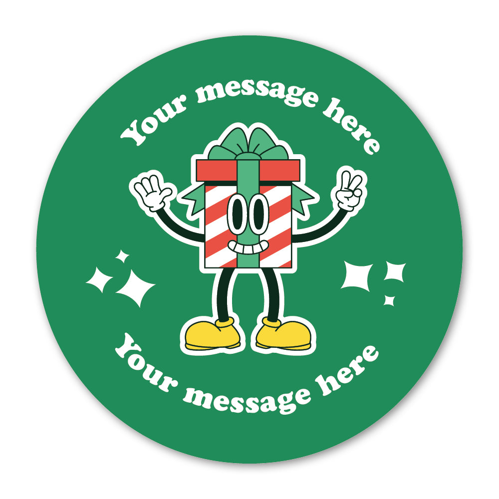 Retro Present Christmas Gift Label