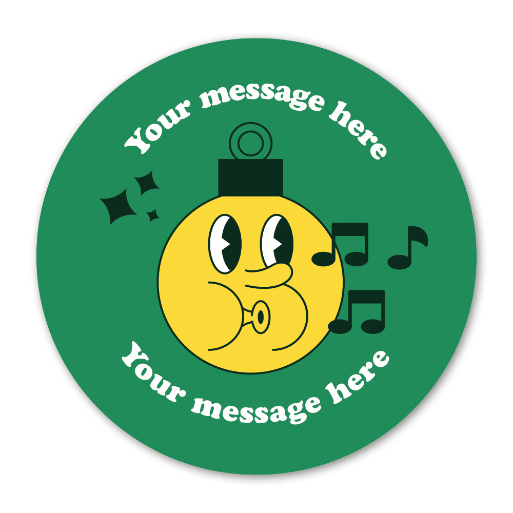 Retro Whistling Bauble Christmas Gift Label