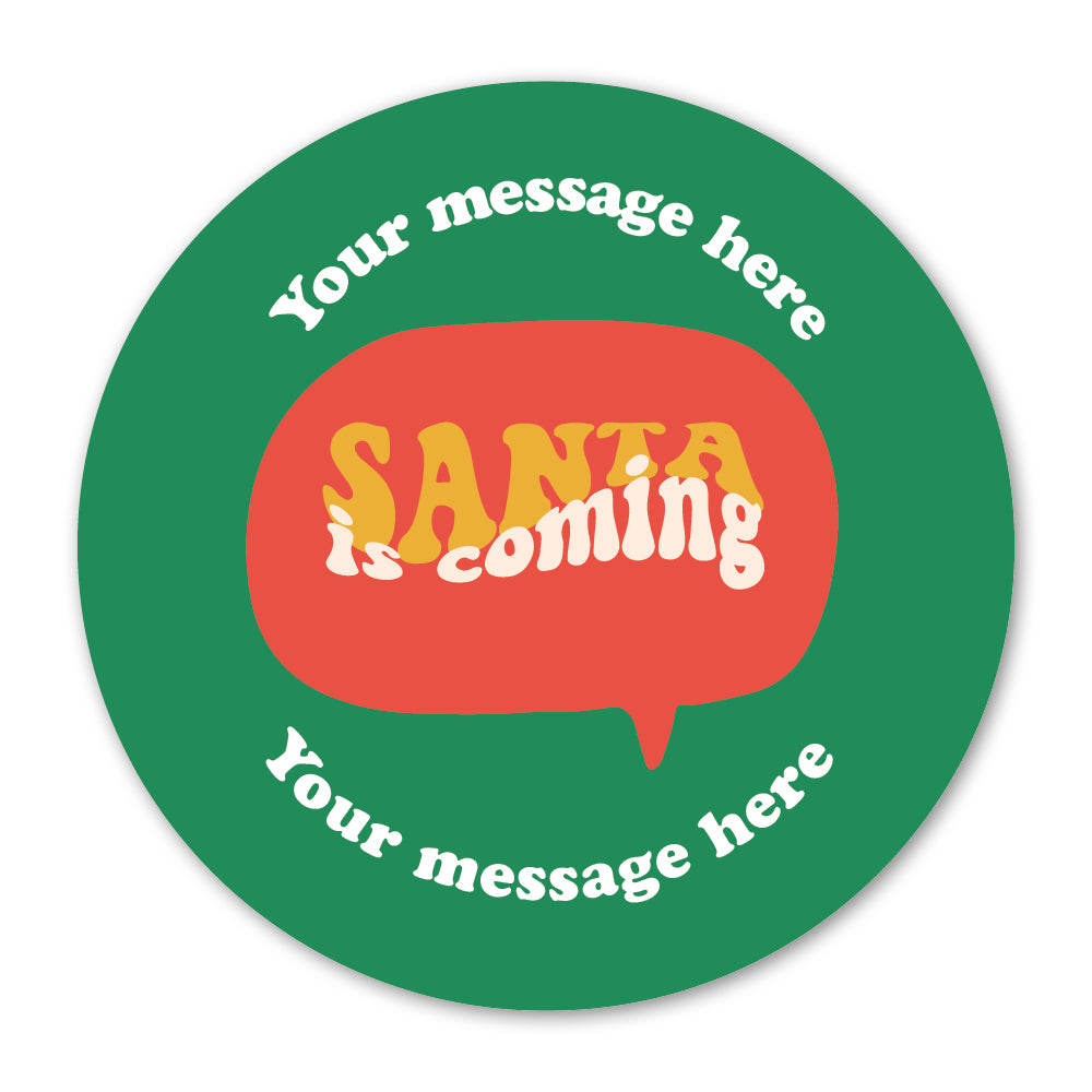 Retro Santa Is Coming Christmas Gift Label