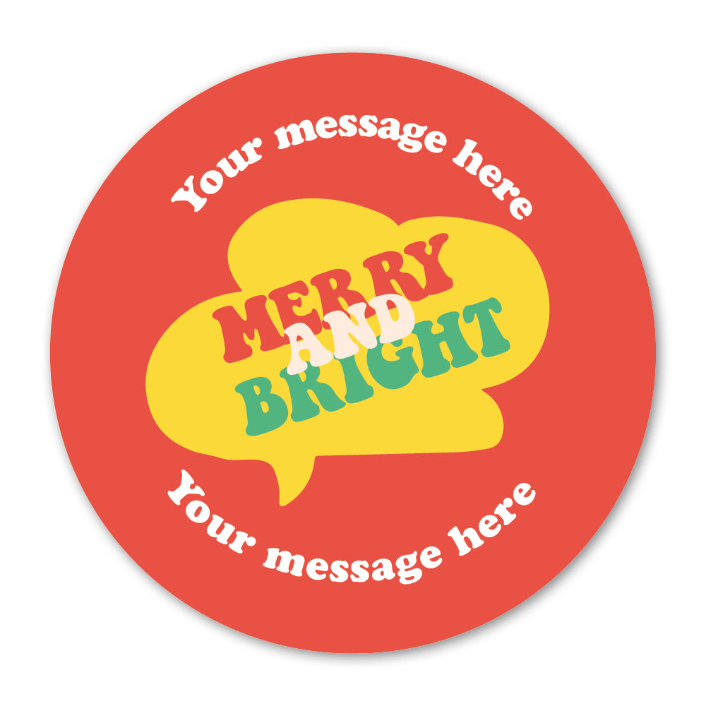 Retro Merry & Bright Christmas Gift Label
