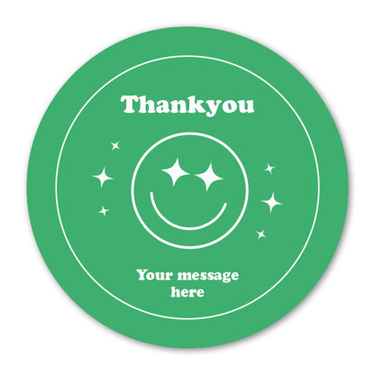 Self Adhesive Paper Label - Green Custom Smiley Face Label