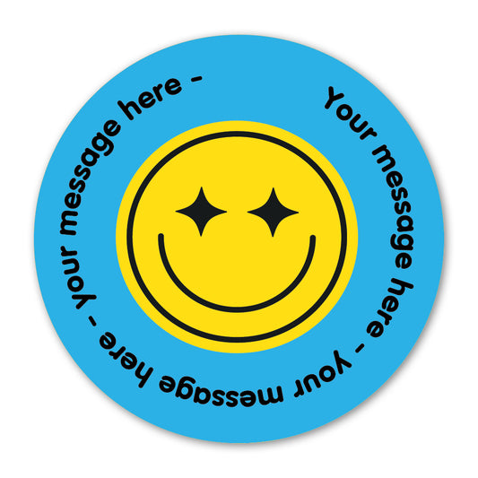 Yellow Smiley Face With Blue Background Gift Label