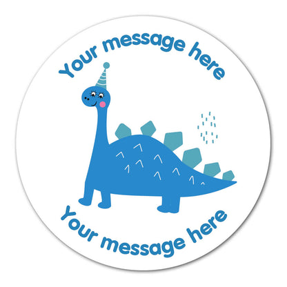 Personalised Self Adhesive Paper Reward Label - Blue Stegosaurus Label