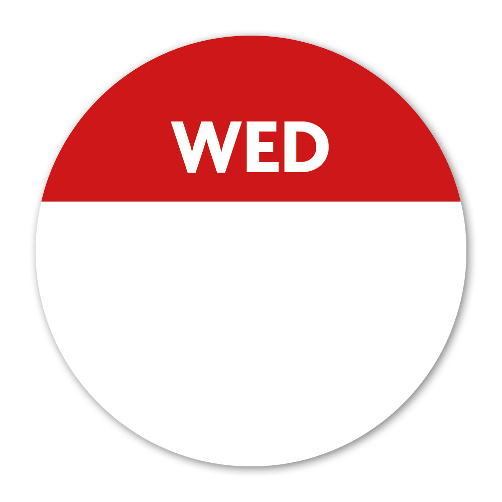 Red Wednesday Day Dot Label