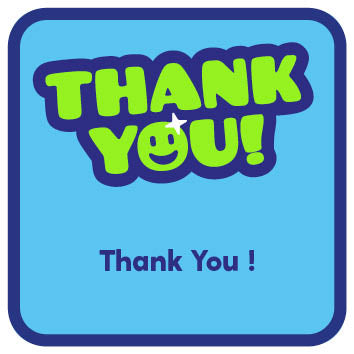 Blue And Green Smiley Face Thank You Sticker