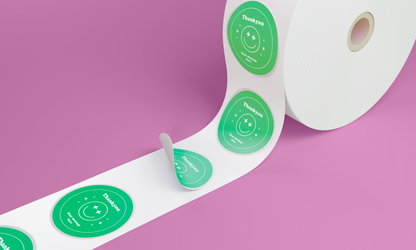 Self Adhesive Paper Label - Green Custom Smiley Face Label